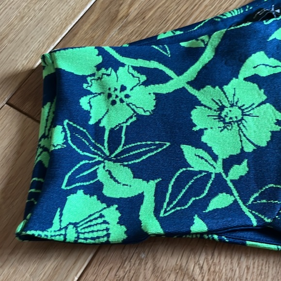 ZARA Jacquard top with asymmetric neckline and strap Blue Green Crop Top Medium - Picture 9 of 16